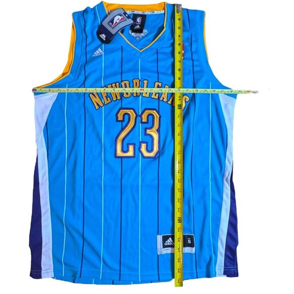 NWT Adidas Anthony Davis New Orleans Hornets #23 Jersey Blue Yellow Men's Size S - Picture 7 of 14